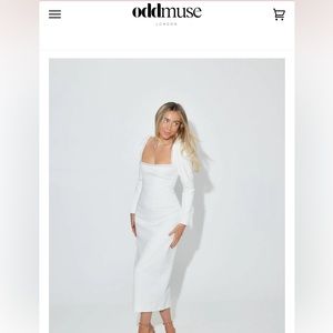 Oddmuse London The Ultimate Muse Midi Pearl Dress | White